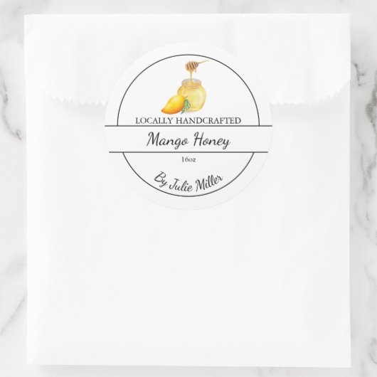 Simple Homemade Mango infused Honey Label Runder Aufkleber (Tasche)
