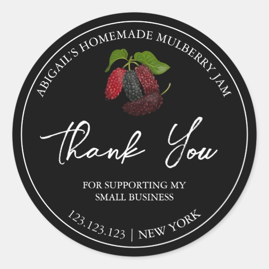 Simple Homemade Mulberry Jam Danke Label Runder Aufkleber (Vorderseite)