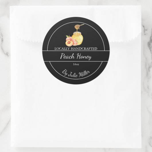 Simple Homemade Peach infused Honey Label Runder Aufkleber (Tasche)