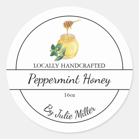 Simple Homemade Peppermint infused Honey Label Runder Aufkleber (Vorderseite)