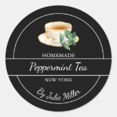 Simple Homemade Peppermint Tea Label Runder Aufkleber (Vorderseite)