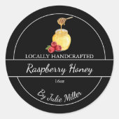 Simple Homemade Raspberry infused Honey Label Runder Aufkleber (Vorderseite)