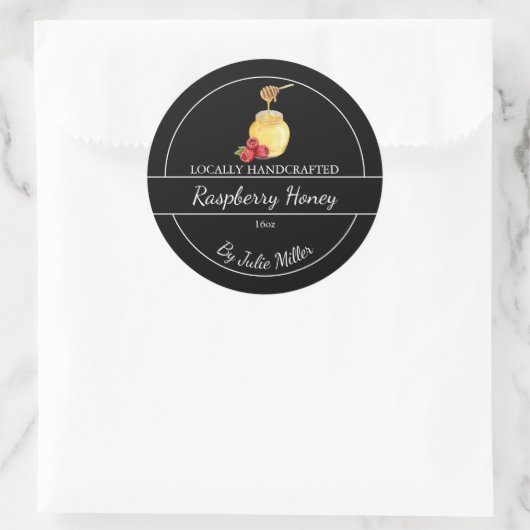 Simple Homemade Raspberry infused Honey Label Runder Aufkleber (Tasche)