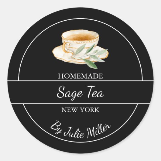 Simple Homemade Sage Tea Label Runder Aufkleber (Vorderseite)