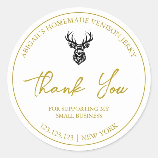 Simple Homemade Venison Jerky Danke Label Runder Aufkleber (Vorderseite)