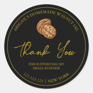 Simple Homemade Walnut Oil Thank You Label Runder Aufkleber