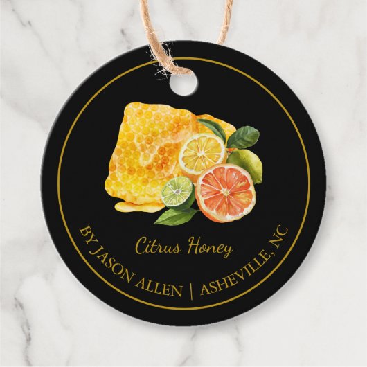 Simple Honeycomb Citrus Infused Honey Hang Tag Geschenkanhänger (Vorderseite)
