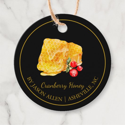 Simple Honeycomb Cranberry Infused Honey Hang Tag Geschenkanhänger (Vorderseite)