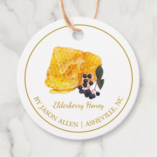 Simple Honeycomb Elderberry Infused Honey Hang Tag Geschenkanhänger (Vorderseite)