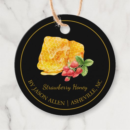 Simple Honeycomb Strawberry Infused Honey Hang Tag Geschenkanhänger (Vorderseite)