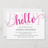 Simple Hot Pink Hello Baby | Magenta Script Shower Einladung (Vorderseite)