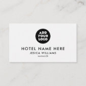 Simple Hotel Logo Name with Job Title Qr Code Visitenkarte (Vorderseite)