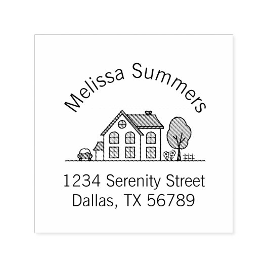 Simple House Illustration Arch Address 3 Permastempel (Design)