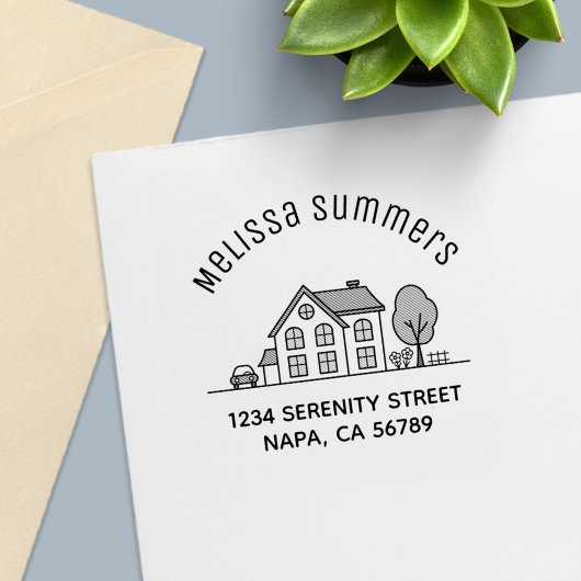 Simple House Illustration Arch Address 3 Permastempel
