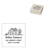 Simple House Line Art Address 4 Gummistempel (Stempel)
