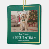 Simple Humor Funny Cute Dog Photo Christmas Keramikornament (Links)