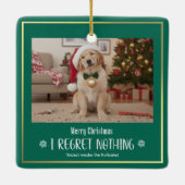 Simple Humor Funny Cute Dog Photo Christmas Keramikornament (Rückseite)