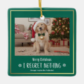 Simple Humor Funny Cute Dog Photo Christmas Keramikornament (Vorderseite)