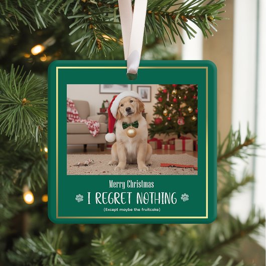 Simple Humor Funny Cute Dog Photo Christmas Keramikornament