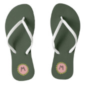 Simple Hunter Green Custom Monogram Badesandalen (Fußbett)