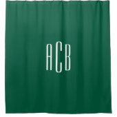 Simple Hunter Green Three Letter Monogram Duschvorhang (Vorderseite)