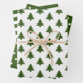 Simple Hunter Green White Christmas Trees gemischt Geschenkpapier Set (Beispiel)