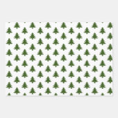 Simple Hunter Green White Christmas Trees gemischt Geschenkpapier Set (Vorderseite)