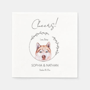 Simple Husky Dog Wedding Cocktail Napkins Serviette