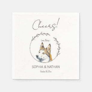 Simple Husky Dog Wedding Cocktail Napkins Serviette