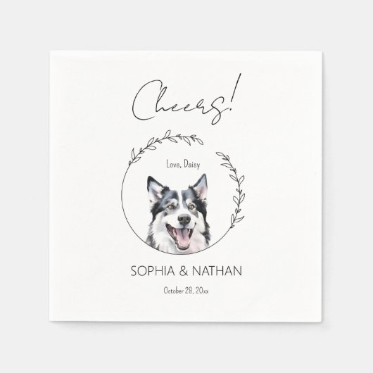 Simple Husky Dog Wedding Cocktail Napkins Serviette (Vorderseite)