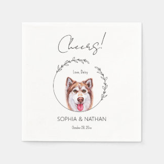 Simple Husky Dog Wedding Cocktail Napkins Serviette