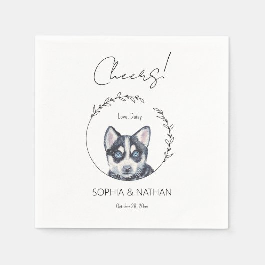 Simple Husky Dog Wedding Cocktail Napkins Serviette (Vorderseite)