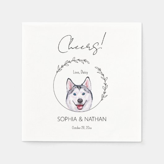 Simple Husky Dog Wedding Cocktail Napkins Serviette (Vorderseite)