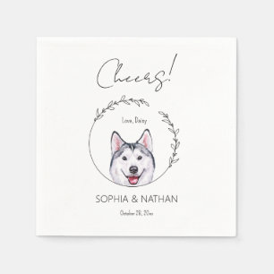 Simple Husky Dog Wedding Cocktail Napkins Serviette