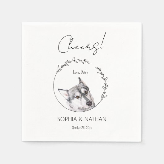 Simple Husky Dog Wedding Cocktail Napkins Serviette (Vorderseite)