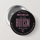 Simple I Have Autism Awareness Black Pink Special Button (Vorne & Hinten)