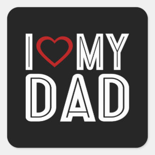 Simple I Heart Liebe Mein Vater Typografie  Aufkle Quadratischer Aufkleber