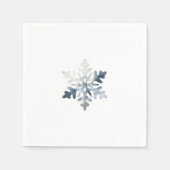 Simple Icy Blue Snowflake Monogram Cocktail Serviette (Vorderseite)