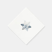 Simple Icy Blue Snowflake Monogram Cocktail Serviette (Ecke)