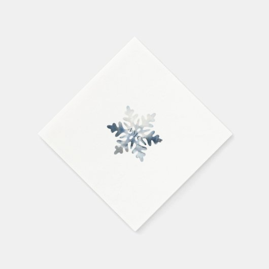 Simple Icy Blue Snowflake Monogram Cocktail Serviette (Ecke)