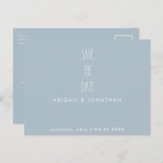 Simple Icy Blue Winter Wedding Save the Date Postkarte (Vorne/Hinten)