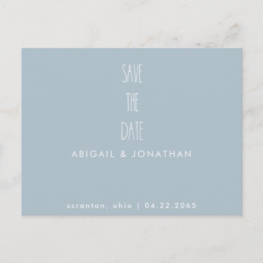 Simple Icy Blue Winter Wedding Save the Date Postkarte (Vorderseite)