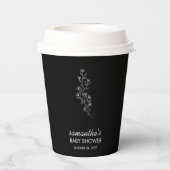 Simple Illustration Elegant Line Art Flower Pappbecher (Rückseite)