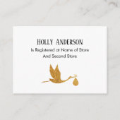 Simple Imitats Gold Stork Gift Registry Begleitkarte (Rückseite)
