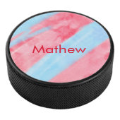 simple initial letter monogram add your name red b eishockey puck (3/4)