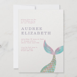 Simple Iridescent Mermaid Birthday Party Einladung