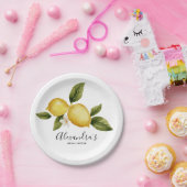 Simple Italia Lemon Calligraphy Brautparty Pappteller (Party)