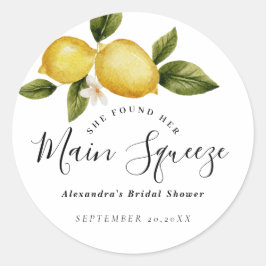 Simple Italia Lemon Calligraphy Brautparty Runder Aufkleber