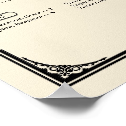 Simple Ivory Alphabetical Wedding Seating Chart Poster (Ecke)