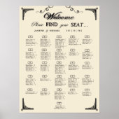 Simple Ivory Alphabetical Wedding Seating Chart Poster (Vorne)